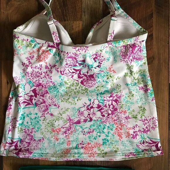 Lands End SZ 6 bottom 8 DD top Tankini Swimsuit 2pc underwire green - Picture 8 of 9